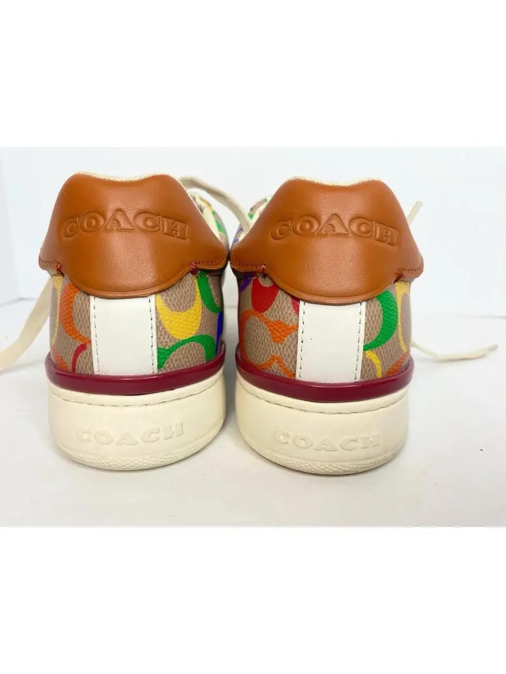 Coach Monogram Lowline Ladies Rainbow Coated Canvas Sneakers 7.5 B